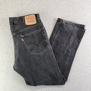 Levis Jeans Mens 34x30 Black 505 Regular Fit Y2K Straight Leg 100% Cotton Denim